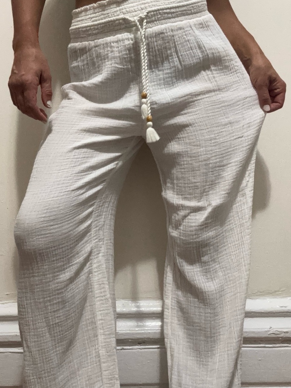 Abercrombie and Fitch Drawstring Pants - White